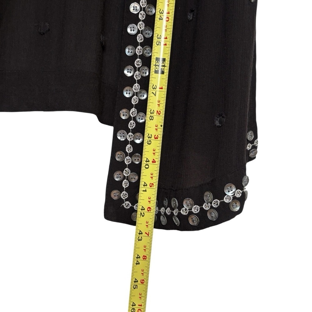 Soft Surroundings Embellished Duster Kimono M Black 3/4 Sleeve Split Cuff Open - Picture 10 of 13